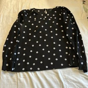 Jcrew polka dot blouse black and white